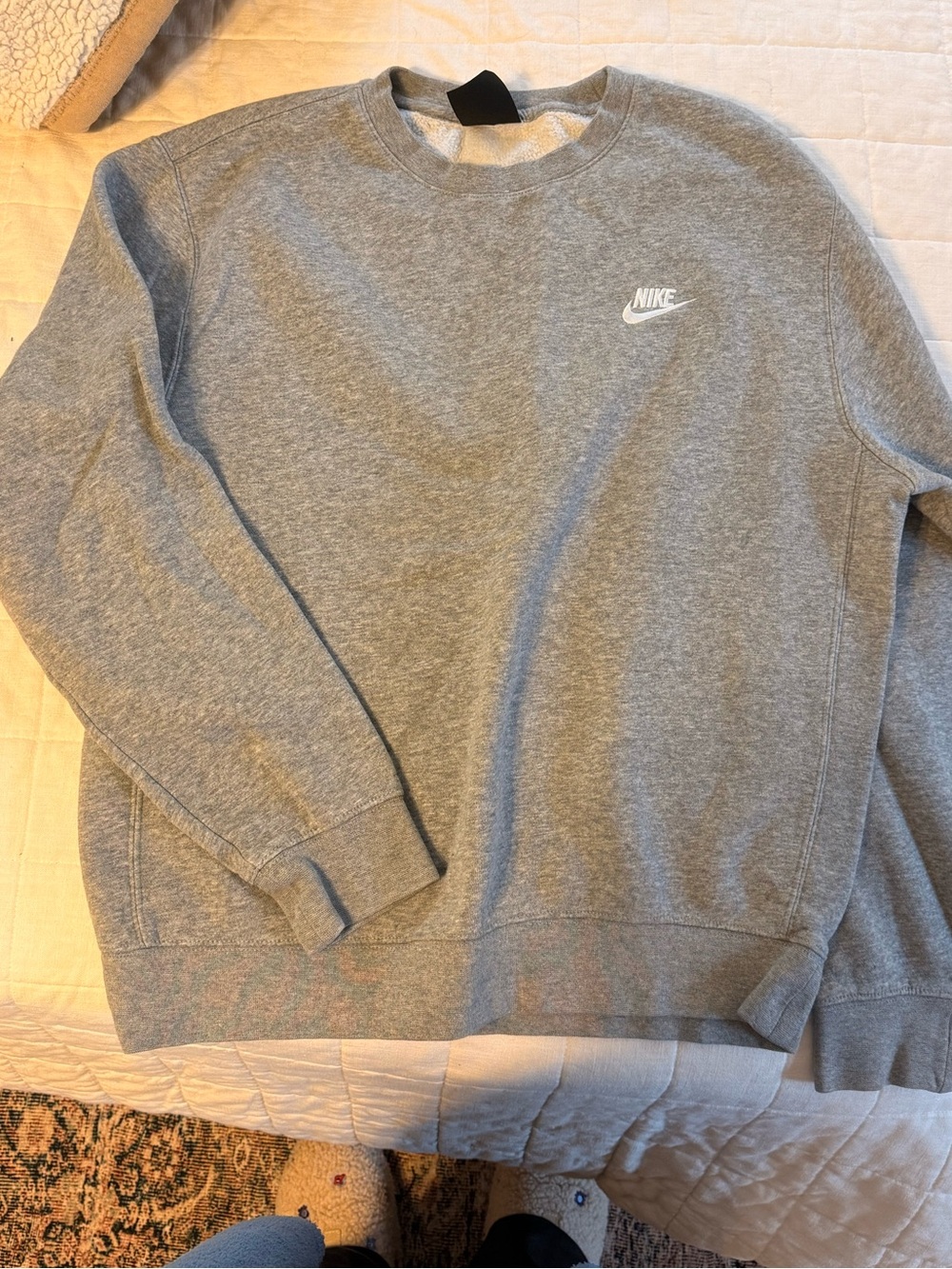 Nike Light Gray Crewneck Sweatshirt with White Logo